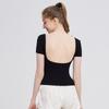 Ropa de Yoga Top para Mujer Copa de Una Pieza con Almohadilla en el Pecho Ajustado Adelgazante para Correr Deportes Camiseta de Manga Corta Ropa de Fitness para Salir