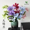 Fabricante de Flores Artificiais Orquídea Chama Fábrica Atacadista Novo Modelo Flor Falsa de 7 Cabeças Flor de Seda Flor Falsa Artificial Orquídea Chama