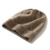 Gorro de cachemira de color puro para hombre y mujer, gorro de lana de punto grueso y cálido para otoño e invierno, gorro informal con protección para las orejas