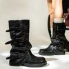 Botas Vaqueras de Estilo Británico con Tacones Gruesos y Suelas Gruesas, Botas tipo Martin para Mujer, Nuevo Modelo 2026, Efecto de Aumento de Altura y Adelgazamiento, Botas de Montar de Caña Ancha