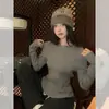 Suéter de punto gris con capucha para mujer, otoño e invierno, adecuado como capa base, casual y elegante, con un tacto de alta gama, corte ajustado, se puede usar como capa exterior