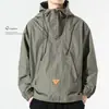 Jaqueta esportiva casual masculina moderna, de corte solto, tamanho grande, estilo workwear, corta-vento curto estiloso para primavera, leve