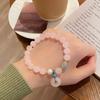 Pulsera de Cristal Rosa Dulce y Fresca Estilo Hada con Hebilla de la Paz, Pulsera de la Amistad para Estudiante con Elementos de Estilo Nacional