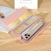 Billetera Larga Plegable de PU para Mujer 2021 Bolso de Mano Coreano Hebilla Bordada con Diamantes Billetera Multitarjetas
