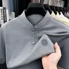 Camisa de Manga Corta para Hombre Estilo Chino Nuevo Estilo de Verano con Botones, Bordado Retro, Camiseta Casual para Hombre, Ropa para Hombre