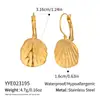 Pendientes de Hoja Texturizada de Nuevo Producto de Amazon Transfronterizo Estilo Casual Pastoral Alternativo Joyería Ecológica de Acero Inoxidable para Mujer
