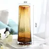 Nórdico ins Lujo Ligero Transparente Jarrón de Vidrio Martillado Gris Ahumado Triángulo Sala de Estar Oficina Escritorio Adornos para Arreglos Florales