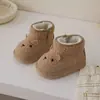Zapatos cálidos para niñas, botas de nieve con forro polar, zapatos de piel para bebé, zapatos de algodón estilo coreano para niños, nuevos estilos de otoño/invierno, zapatos para caminar para niños