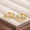 Brincos de Clipe Zircônia Círculo 2024 Novo Tendência Design de Nicho Círculo Totalmente Cravejado Feminino Super Brilhante Exquisito Versátil Único