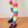 Nuevos Calcetines Arcoíris Estilo Japonés Calcetines Apilables Personalizados Estilo Cola de Hyun Cubre Piernas Tejido Calcetines de Lana Cálidos Elásticos de Tubo Medio para Mujeres