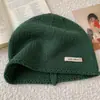 Gorro Turbante de Punto de Color Sólido Simple para Mujer Nuevo Estilo Principios de Otoño Cara Lisa Versátil Circunferencia de Cabeza Grande Hace que la Cara se Vea Más Pequeña Gorro de Lana