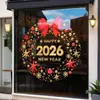 2027 Feliz Año Nuevo Festival de Primavera Centro Comercial Tienda Ventana Adhesivos Estáticos para Vidrio con Forma de Lazo Decoración de Año Nuevo Pegatinas Redondas para Ventana