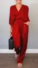 Estación Independiente de Amazon 2025 Moda de Verano Transfronteriza Europea y Americana para Mujer Conjuntos de Pantalón y Tops de Manga Corta de Satén de Color Sólido