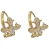 Pendientes de Cruz Completos de Diamante Estilo Coreano Moda Retro Diseño Simple Lujo Ligero Personalidad Versátil Pendientes de Estilo Minimalista para Mujer
