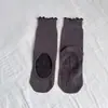 Calcetines de Yoga y Pilates sin Talón para Mujer, Calcetines de Encaje Profesionales Antideslizantes de Media Pantorrilla para Danza, Ejercicio, Fitness, Calcetines de Piso para Adultos