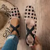 ¡Artículos populares de talla grande! ~ ¡Se puede hacer dropshipping y poner etiqueta! Zapatos de vestir bajos retro sin cordones para mujer, zapatos de vestir de malla de lunares