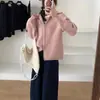 Cardigan Tricotado Kaning Estilo Coreano com Zíper Duplo e Gola Lapela 2026 Novo Estilo Outono e Inverno Solto Estilo Preguiçoso Suéter Macio e Aconchegante para Mulheres