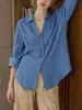 Panii tom azul conta manual Lyocell Tencel azul texturizado gola V feminina versátil top solto