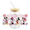 Mickey Mouse Transfer UV DTF Cristal Transparente Copo de Vidro com Adesivo 16oz Especial À Prova d'Água Resistente a Arranhões Atacado Transfronteiriço