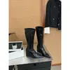 Primer Encuentro Estilo Ji Oumei Botas de Tacón Cuña Punta Fina para Mujer 2026 Otoño Nuevo Estilo Adelgazantes Temperamento Gamuza Hasta la Rodilla
