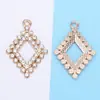 Estilo Coreano Simples Geométrico Vazado Rombo Diamond-Encrusted Pingente Acessórios DIY Liga Galvanizada Joias Colar Pulseira Atacado