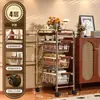 Carrito pequeño usado, estante de almacenamiento para sala de estar, estante de almacenamiento de bocadillos multicapa móvil con ruedas, carrito pequeño, cesta de verduras de pie
