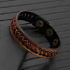 Pulsera de Cuero de Vaca Estilo Retro Literario Casual para Hombres y Mujeres Pulsera Ajustable Creativa Tejida a Mano Pulsera