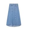 Camisa vaquera lavada con lazo para mujer, traje de falda azul de cintura alta, estilo transfronterizo europeo y americano, novedad de verano de 2023