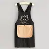 Avental de Algodão Moderno para Uso na Cozinha, Avental de Cozinha Feminino, Roupa de Trabalho Específica para Catering, Anti-Manchas, Roupa Protetora Respirável com Texto Impresso