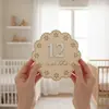 Letrero de Mes de Nacimiento para Recién Nacidos Transfronterizo, Accesorio de Foto de Madera, Placa Conmemorativa Pequeña de Margarita, Tarjeta de Hitos para Bebés