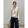 Suéter de tricô simples, texturizado, de corte solto, oversized, com gola redonda e mangas compridas para mulheres, nova coleção de outono, suéter elegante estilo francês