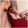 Pendientes Ankara Rojos Otoño e Invierno 2025 Pendientes Geométricos Personalizados para Mujer Más Fáciles de Combinar Temperamento Pendientes de Círculo Grande