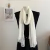 Bufanda de mujer para otoño e invierno, nueva bufanda de seda de color liso de estilo japonés de alta gama, chal largo, calentador de cuello cálido