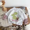 Camiseta de manga larga para niños, nuevos estilos de primavera y otoño, look de moda de dos piezas para niños y niñas, camiseta interior de rayas para niños pequeños