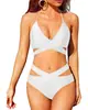Traje de baño de dos piezas para mujer 2025 Nuevo Europeo y Americano de Color Floral Combinado Cintura Alta Bikini Bikini de Amazon