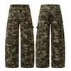 Muxi Roupas #Estilo Retrô Americano Design de Cimitarra Calças de Trabalho Camufladas Unissex Soltas Retas Perna Larga Calças Paraquedas