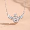 Cadena de clavícula con alas de ángel de plata esterlina s925, cadena para el cuello, collar elegante y personalizado, colgante ligero, regalo de lujo para novia.