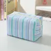 Bolsa de Maquillaje Rayada Minimalista Transfronteriza para Mujer, Bolsa de Almacenamiento Portátil de Gasa de Burbujas de Gran Capacidad, Neceser de Viaje para Cuidado de la Piel