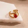 Anillo Abierto Irregular de Acero Inoxidable con Circonita Retro Europeo y Americano Moda Simple Elegante Nicho Joyería de Alta Gama para Mujeres