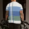 Camiseta de Manga Corta a Rayas con Bloques de Color de Verano para Hombre Cross-Border 2026 Estilo Europeo y Americano Bloques de Color Casual Top de Cuello Redondo Venta al por Mayor en Stock