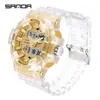 Reloj SANDA para estudiantes, doble pantalla, textura de mezclilla, reloj electrónico multifuncional, reloj electrónico deportivo impermeable transfronterizo