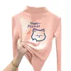 Ropa interior base forrada de polar para niñas, nuevo estilo otoño/invierno, camiseta de manga larga cálida y elegante para niñas pequeñas