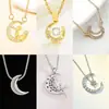 Collar transfronterizo nuevo de diamante estrella luna para mujer ins viento frío diseño creativo luna salpicadura río de estrellas cadena clavícula al por mayor