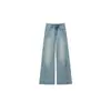 Jeans retro azules de pierna ancha para mujer, nueva colección de otoño, diseñados para figuras de talla grande, cuerpos con forma de pera, tiro alto, corte holgado, efecto adelgazante, estilo de pierna recta