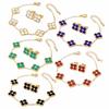 Popular Flor de la Suerte Corazón Diamante Nácar Pulsera Collar Pendientes Anillo para Mujer Lujo Ligero Versátil Juego de Cuatro Piezas Venta Directa de Fábrica