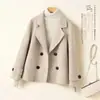 Chaqueta corta de mezcla de lana de alta gama, elegante, doble cara - un nuevo estilo otoño/invierno, perfecta para mujeres petite, ofreciendo un corte moderno y relajado