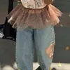 Conjunto de Pantalones de Mezclilla con Camiseta de Manga Larga con Estampado de Dibujos Animados para Niña, Colección Otoño 2026, con Cubrepañal