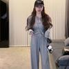 Estilo Hong Kong Novo Estilo Chinês Estilo Nacional Casual Roupa Esportiva Conjunto Feminino 2024 Novo Jaqueta Alcinha Calça Wide Leg Conjunto de Três Peças Tendência