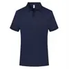 Camisa Polo de Seda de Gelo e Algodão de Alta Qualidade Roupa de Trabalho Uniforme Corporativo Personalizado Cor Sólida Camiseta com Gola Dobrável com Bordado e Estampagem de Letras de Fábrica