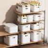 Caja de almacenamiento de escritorio con tapa para artículos diversos, cesta para guardar aperitivos, escritorio para dormitorio, almacenamiento de cosméticos, archivador de plástico japonés